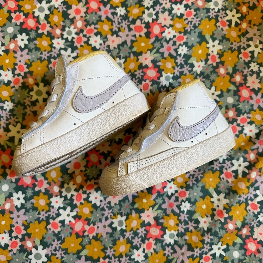 White and Gray High-Top Sneakers